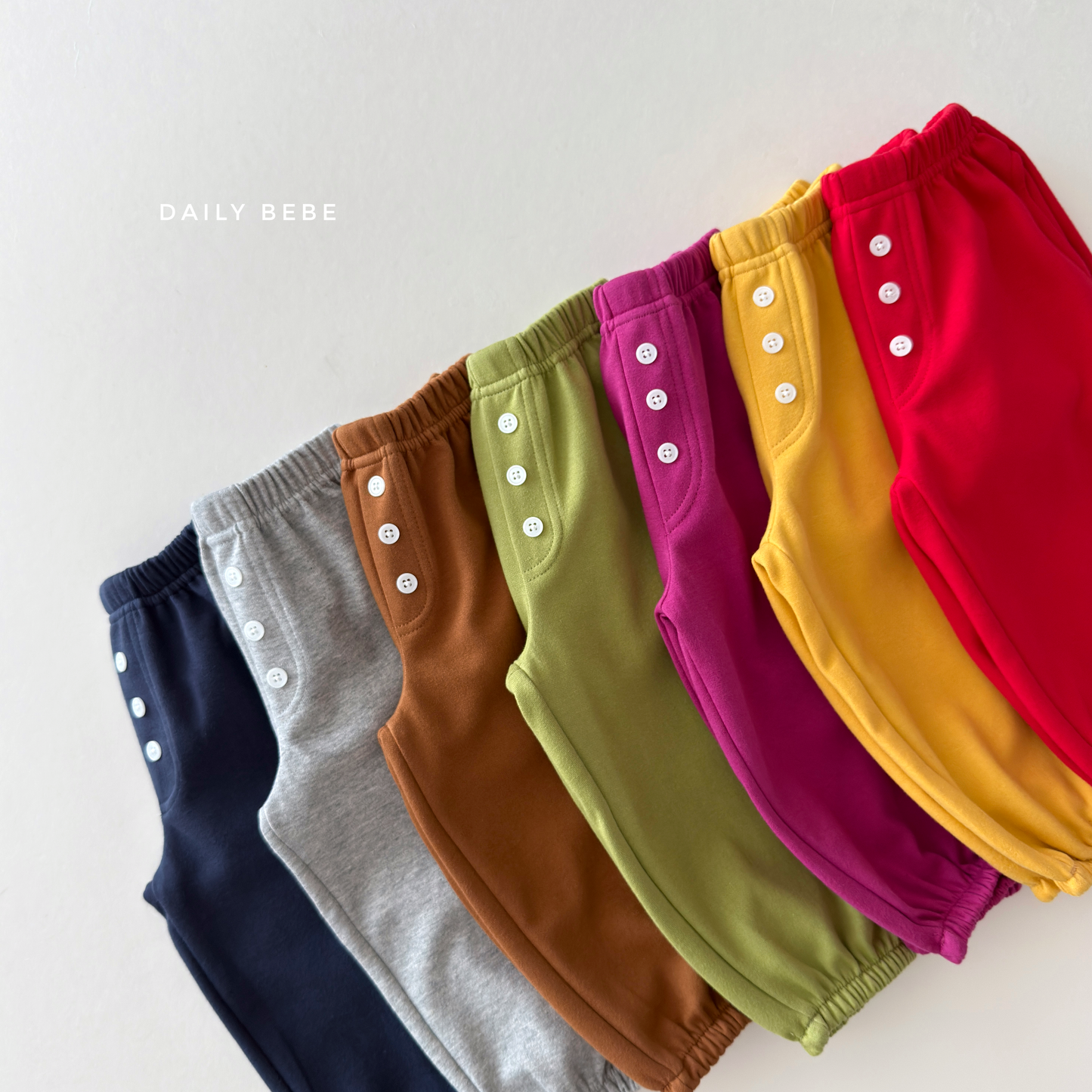 (Pre-order) Daily Bebe Fall - Kids' Button Detail Jogger Pants 단추 조거 팬츠 (7 Colors)