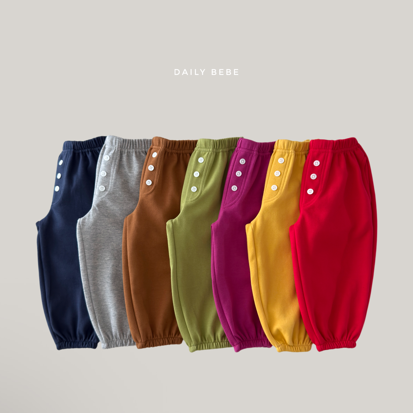 (Pre-order) Daily Bebe Fall - Kids' Button Detail Jogger Pants 단추 조거 팬츠 (7 Colors)
