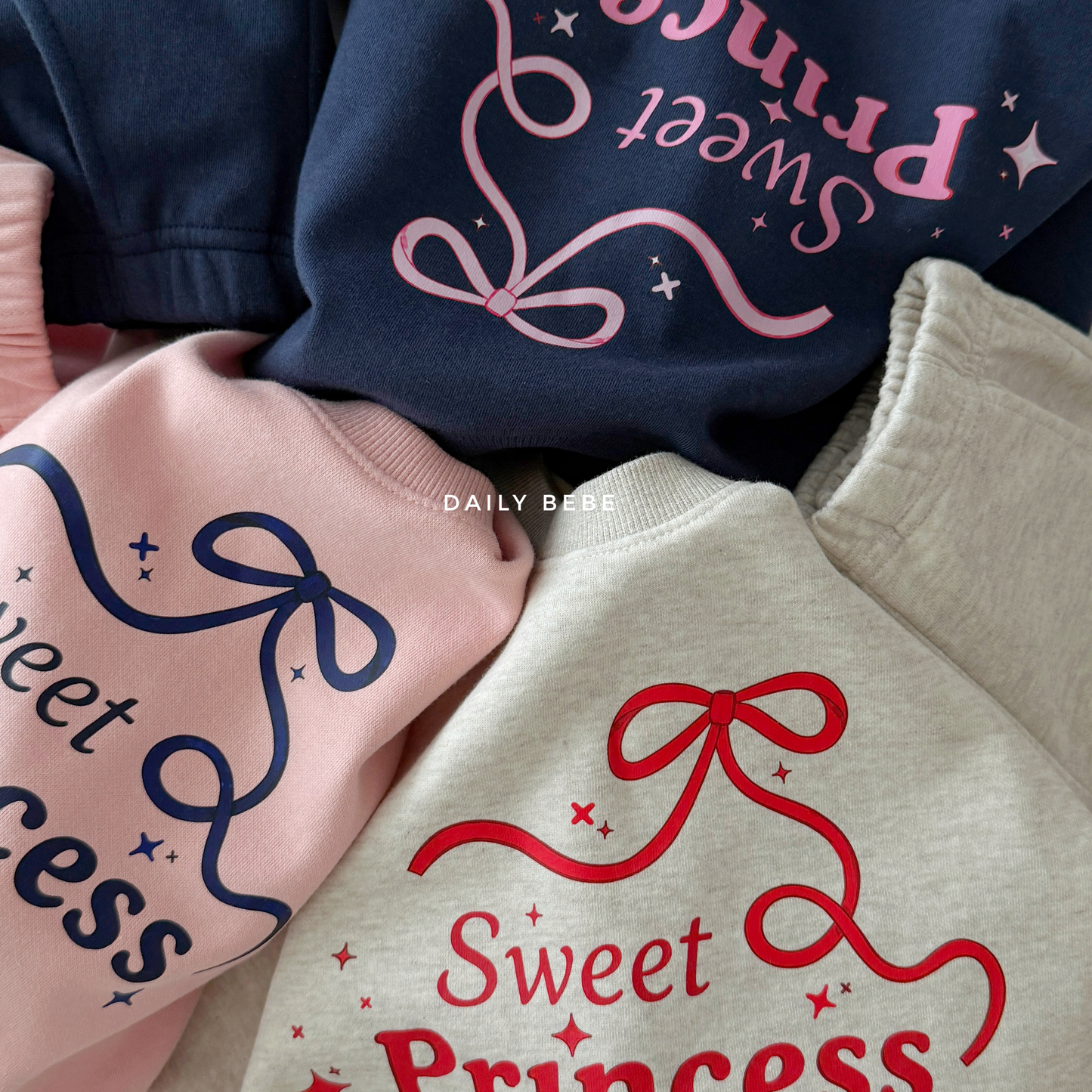 (Pre-order) Daily Bebe Fall - Kids' Princess Sweatshirt & Bootcut Pants Top & Bottom Set 프린세스부츠컷set (3 Colors)