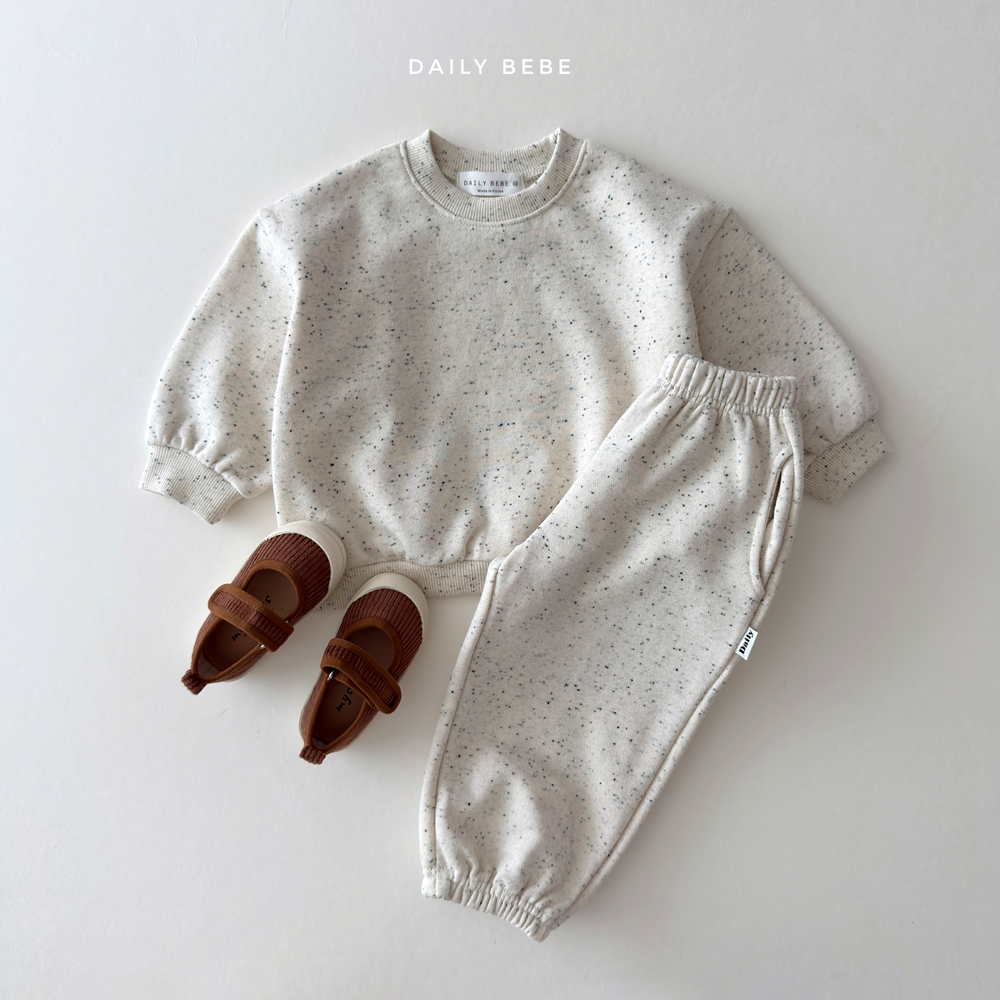 (Pre-order) Daily Bebe Fall - Kids' Cookies & Cream Speckled Top & Bottom Set 쿠앤크세트 (2 Colors)