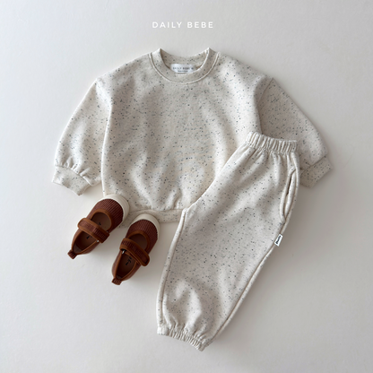 (Pre-order) Daily Bebe Fall - Kids' Cookies & Cream Speckled Top & Bottom Set 쿠앤크세트 (2 Colors)