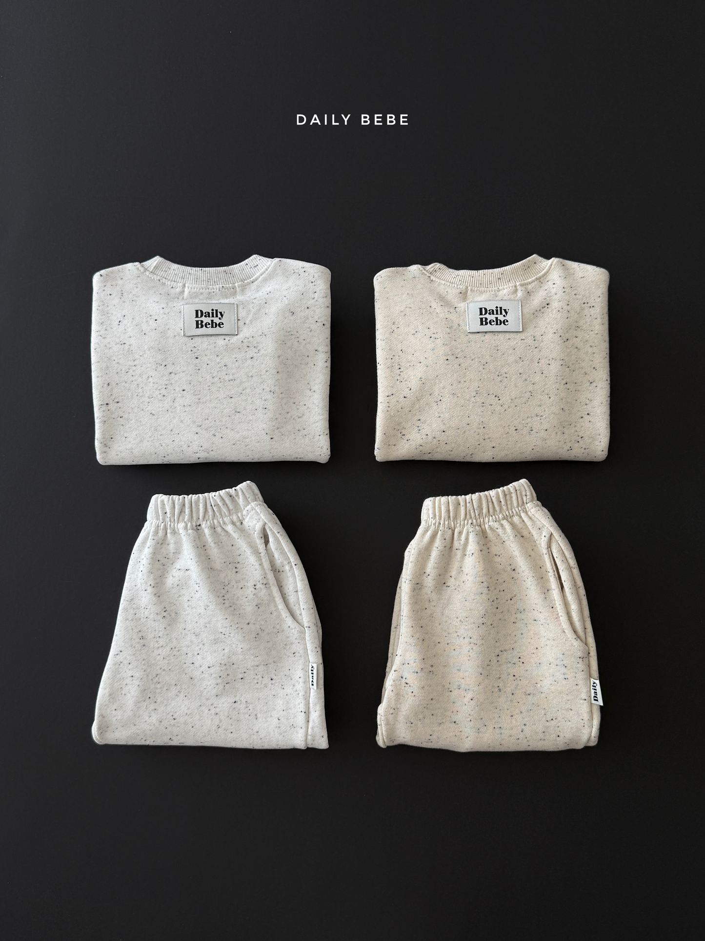 (Pre-order) Daily Bebe Fall - Kids' Cookies & Cream Speckled Top & Bottom Set 쿠앤크세트 (2 Colors)