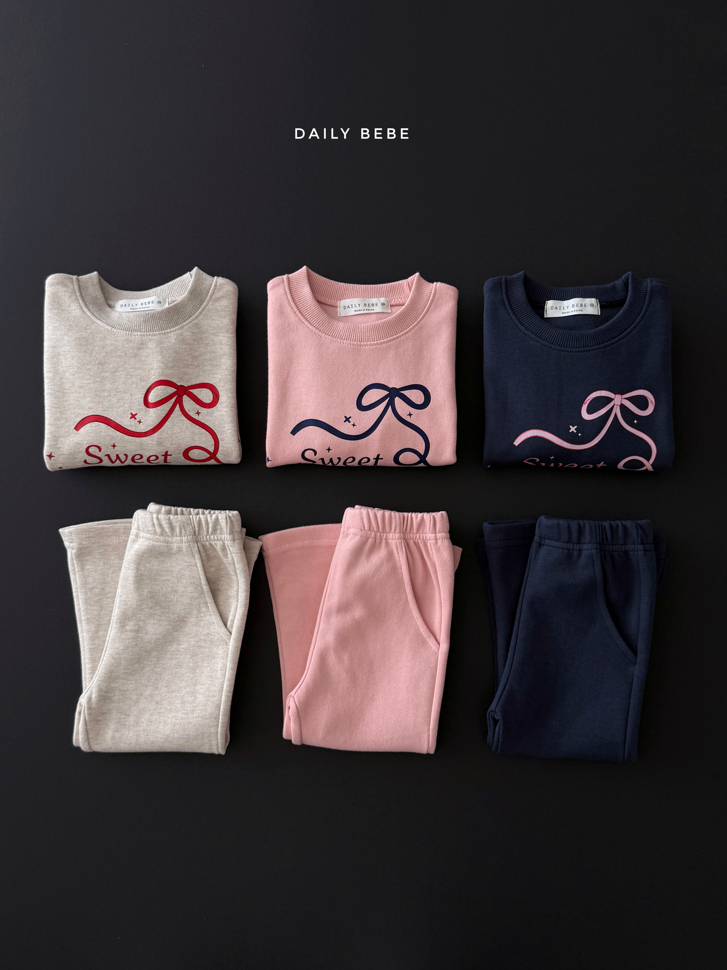(Pre-order) Daily Bebe Fall - Kids' Princess Sweatshirt & Bootcut Pants Top & Bottom Set 프린세스부츠컷set (3 Colors)