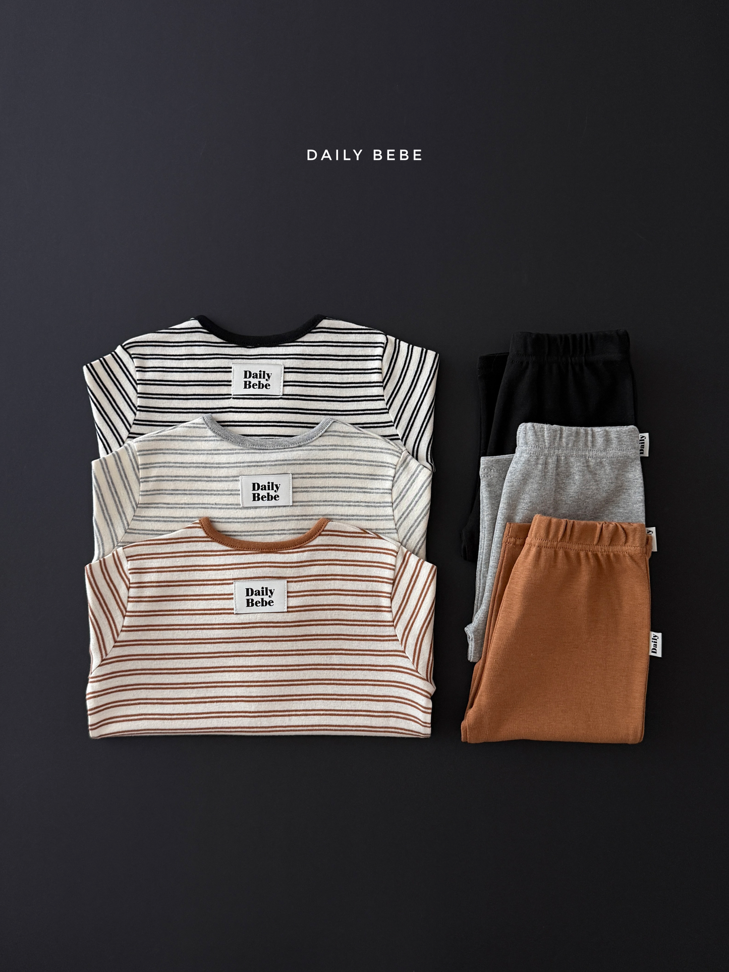 (Pre-order) Daily Bebe Fall - Kids' Striped Pajama Set 코지실내복 (3 Colors)