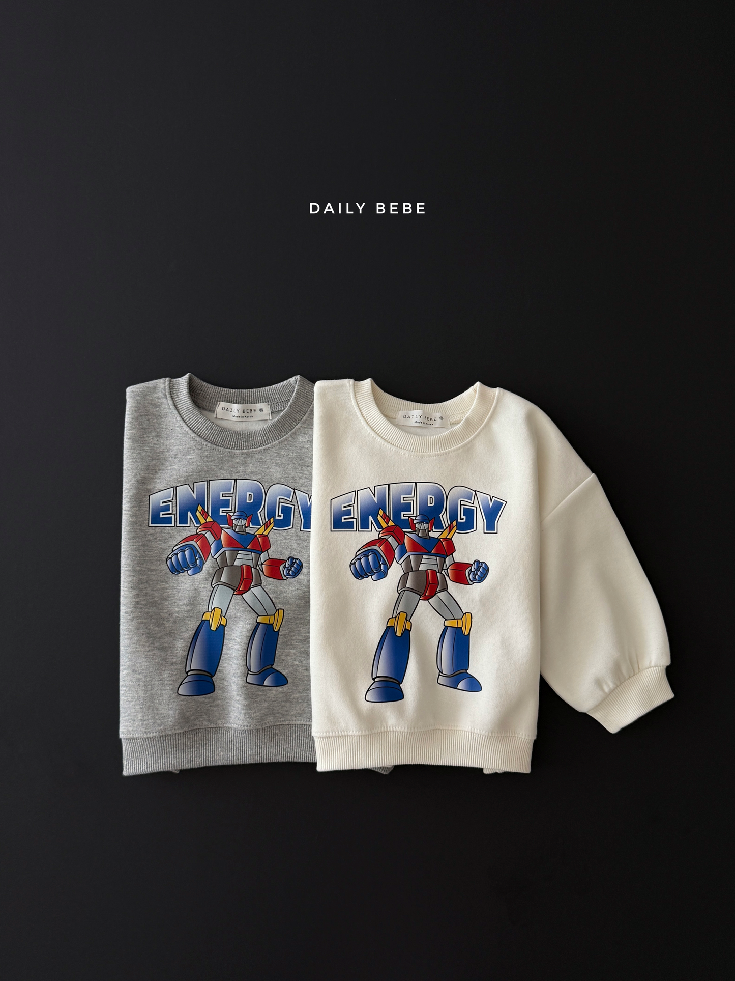 (Pre-order) Daily Bebe Fall - Kids' Energy Robot Graphic Sweatshirt 로봇 맨투맨 (2 Colors)
