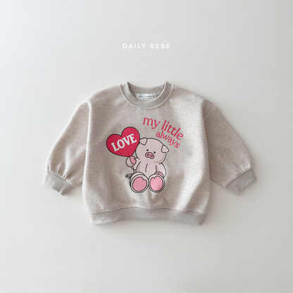 (Pre-order) Daily Bebe Fall - Kids' My Little Animal Graphic Sweatshirt 마이리틀맨투맨 (2 Colors)