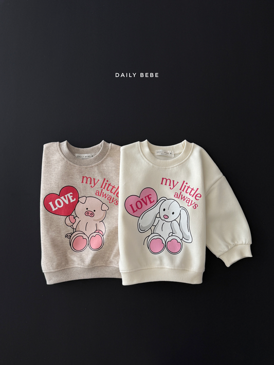 (Pre-order) Daily Bebe Fall - Kids' My Little Animal Graphic Sweatshirt 마이리틀맨투맨 (2 Colors)