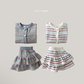 (Pre-order) Daily Bebe Fall - Kids' Heart Button Cardigan & Tiered Skirt Top & Bottom Set 솜사탕세트 (2 Colors)