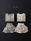 (Pre-order) Daily Bebe Fall - Kids' Heart Button Cardigan & Tiered Skirt Top & Bottom Set 솜사탕세트 (2 Colors)