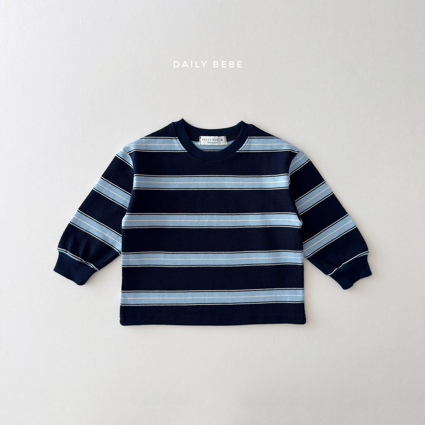(Pre-order) Daily Bebe Fall - Kids' Striped Cotton Sweatshirt 너랑나랑 맨투맨 (2 Colors)