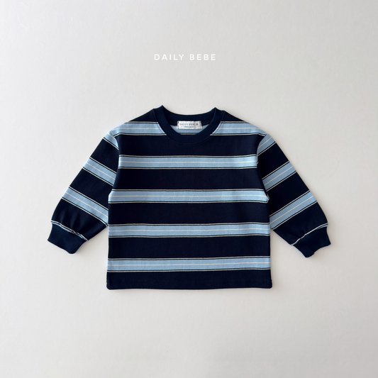 (Pre-order) Daily Bebe Fall - Kids' Striped Cotton Sweatshirt 너랑나랑 맨투맨 (2 Colors)