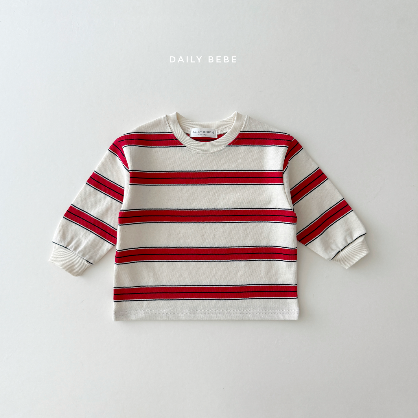 (Pre-order) Daily Bebe Fall - Kids' Striped Cotton Sweatshirt 너랑나랑 맨투맨 (2 Colors)