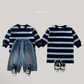 (Pre-order) Daily Bebe Fall - Kids' Striped Cotton T-Shirt Dress 너랑나랑 원피스 (2 Colors)