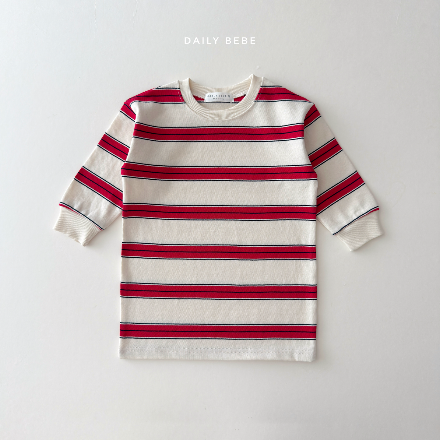 (Pre-order) Daily Bebe Fall - Kids' Striped Cotton T-Shirt Dress 너랑나랑 원피스 (2 Colors)