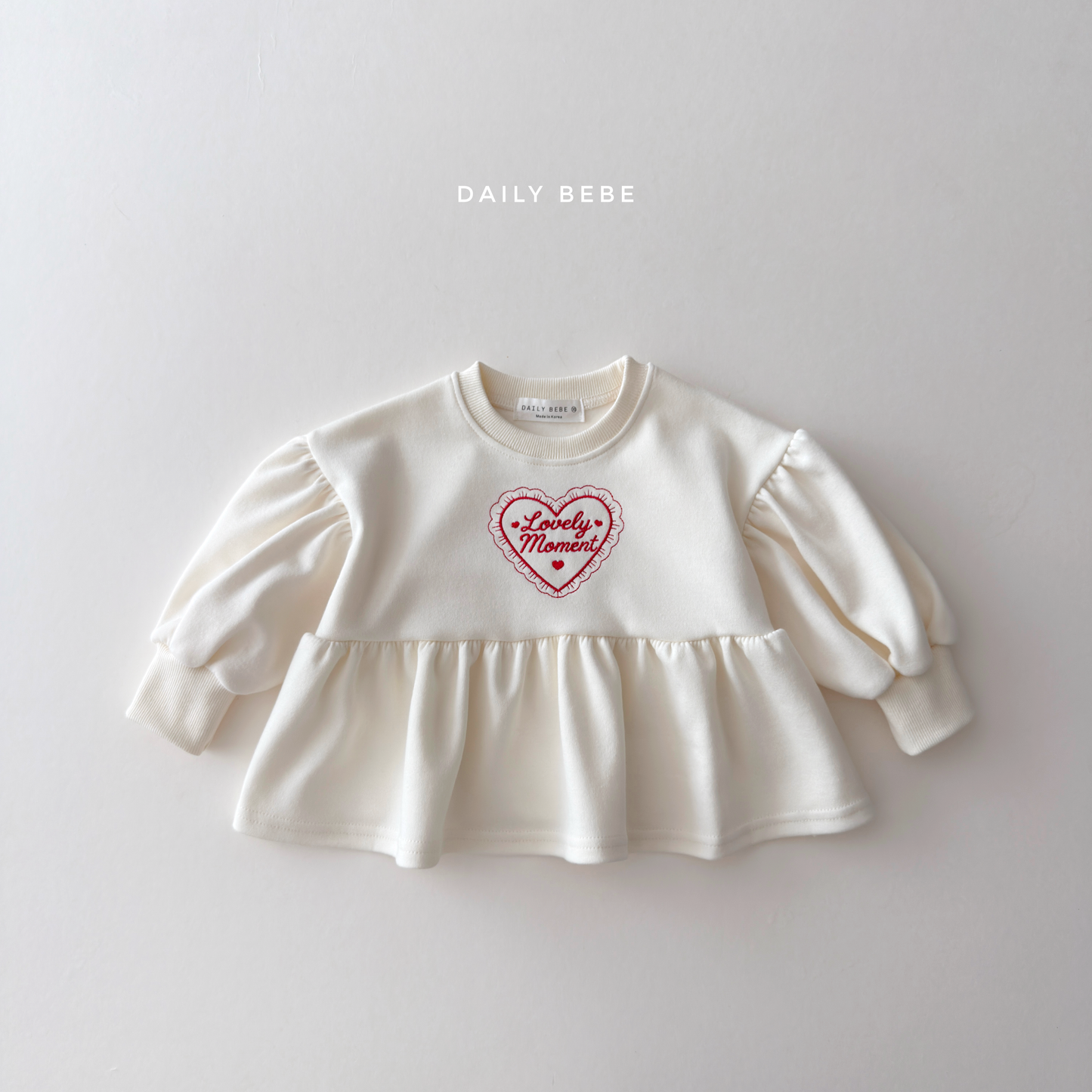 (Pre-order) Daily Bebe Fall - Kids' Lovely Moment Peplum Puff-Sleeve Top 러블리 모먼트T (2 Colors)