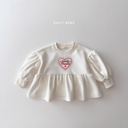 (Pre-order) Daily Bebe Fall - Kids' Lovely Moment Peplum Puff-Sleeve Top 러블리 모먼트T (2 Colors)