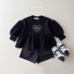 (Pre-order) Daily Bebe Fall - Kids' Lovely Moment Peplum Puff-Sleeve Top 러블리 모먼트T (2 Colors)
