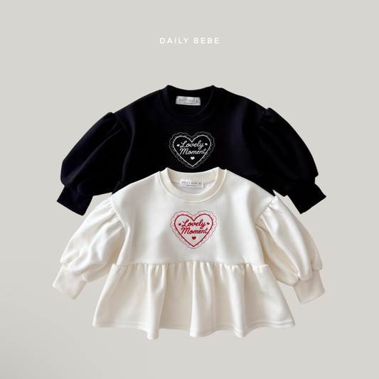 (Pre-order) Daily Bebe Fall - Kids' Lovely Moment Peplum Puff-Sleeve Top 러블리 모먼트T (2 Colors)