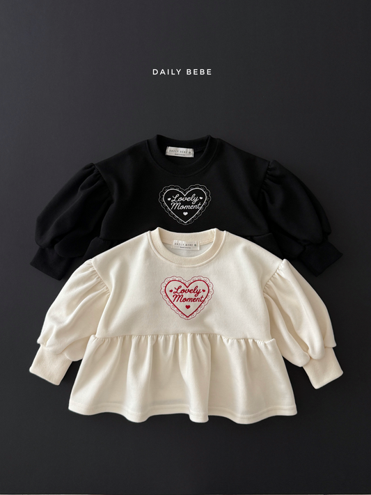 (Pre-order) Daily Bebe Fall - Kids' Lovely Moment Peplum Puff-Sleeve Top 러블리 모먼트T (2 Colors)