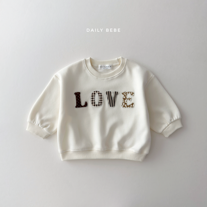 (Pre-order) Daily Bebe Fall - Kids' Multi-Pattern LOVE Patch Sweatshirt 러브 패치 맨투맨 (2 Colors)