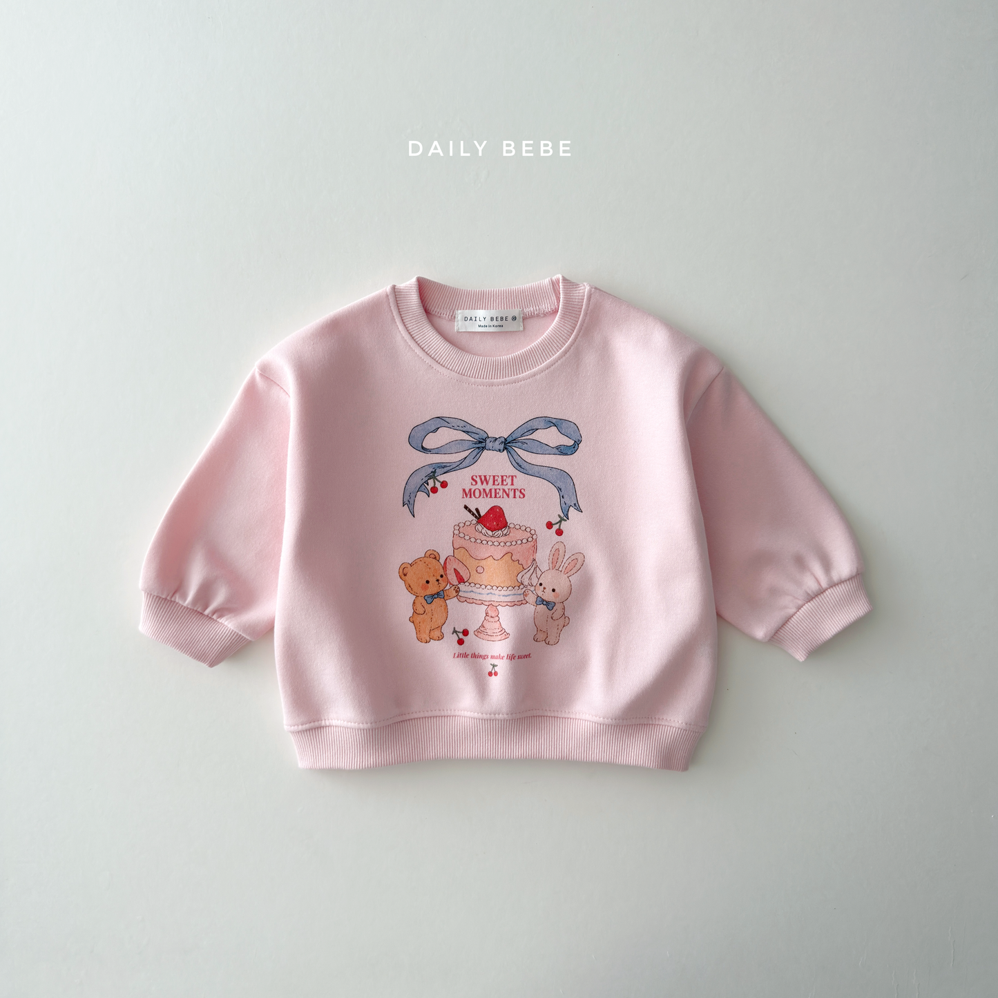 (Pre-order) Daily Bebe Fall - Kids' Sweet Cake Bear & Bunny Graphic Sweatshirt 케이크맨투맨 (2 Colors)
