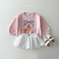 (Pre-order) Daily Bebe Fall - Kids' Sweet Cake Bear & Bunny Graphic Sweatshirt 케이크맨투맨 (2 Colors)