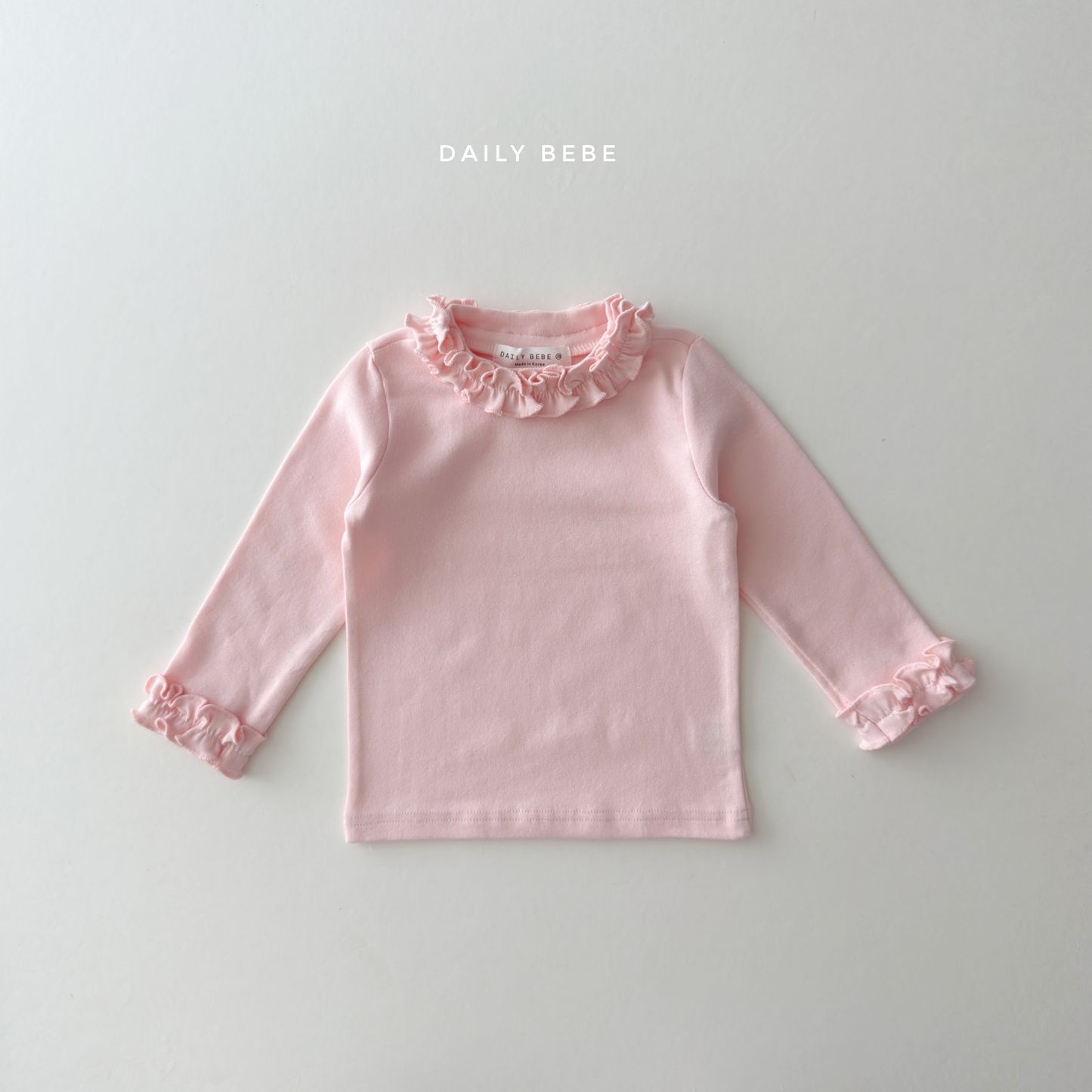 (Pre-order) Daily Bebe Fall - Kids' Ruffle Collar & Cuff Long-Sleeve Tee 샤르르T (2 Colors)