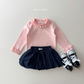(Pre-order) Daily Bebe Fall - Kids' Ruffle Collar & Cuff Long-Sleeve Tee 샤르르T (2 Colors)