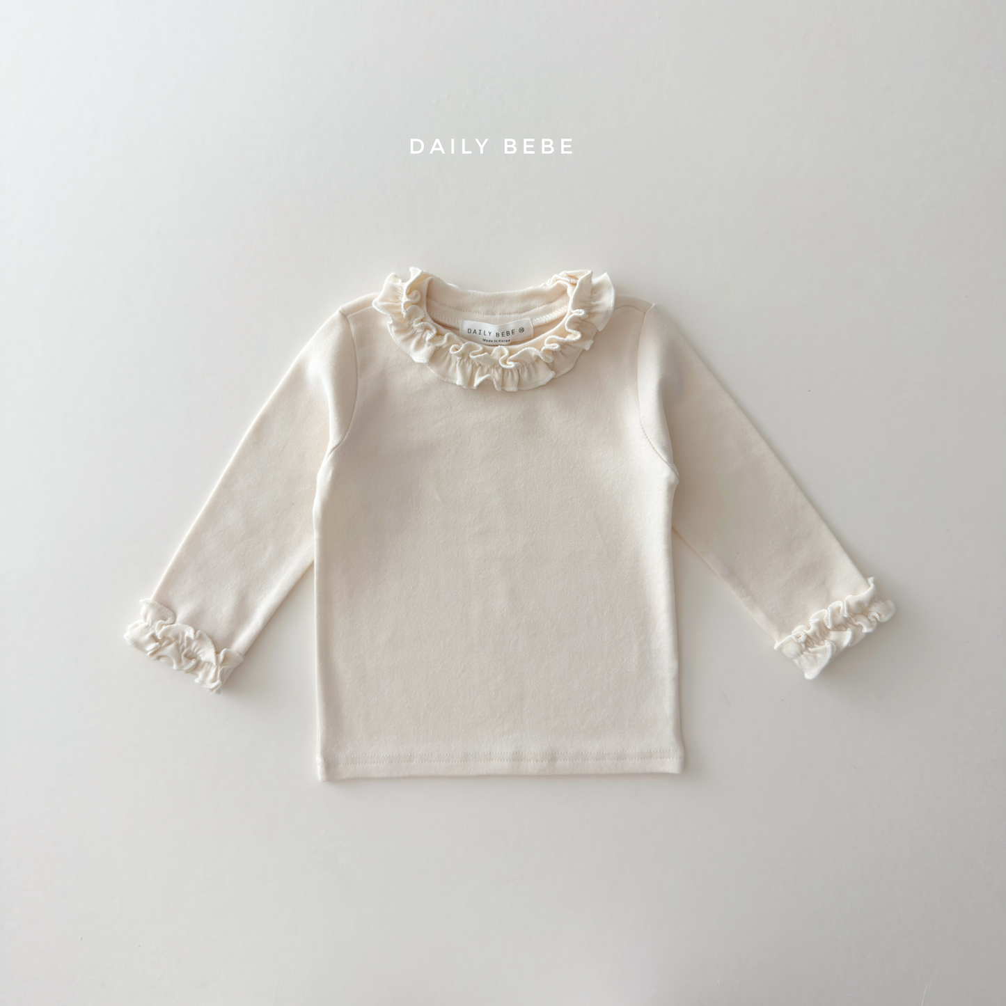 (Pre-order) Daily Bebe Fall - Kids' Ruffle Collar & Cuff Long-Sleeve Tee 샤르르T (2 Colors)