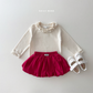 (Pre-order) Daily Bebe Fall - Kids' Ruffle Collar & Cuff Long-Sleeve Tee 샤르르T (2 Colors)