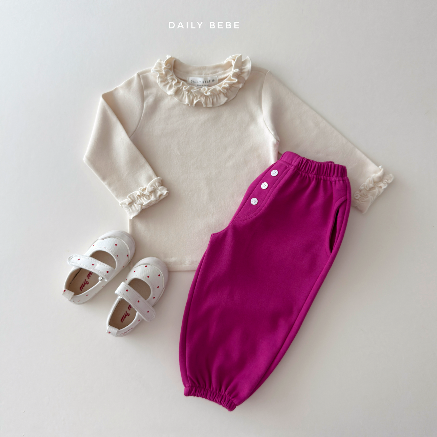 (Pre-order) Daily Bebe Fall - Kids' Button Detail Jogger Pants 단추 조거 팬츠 (7 Colors)