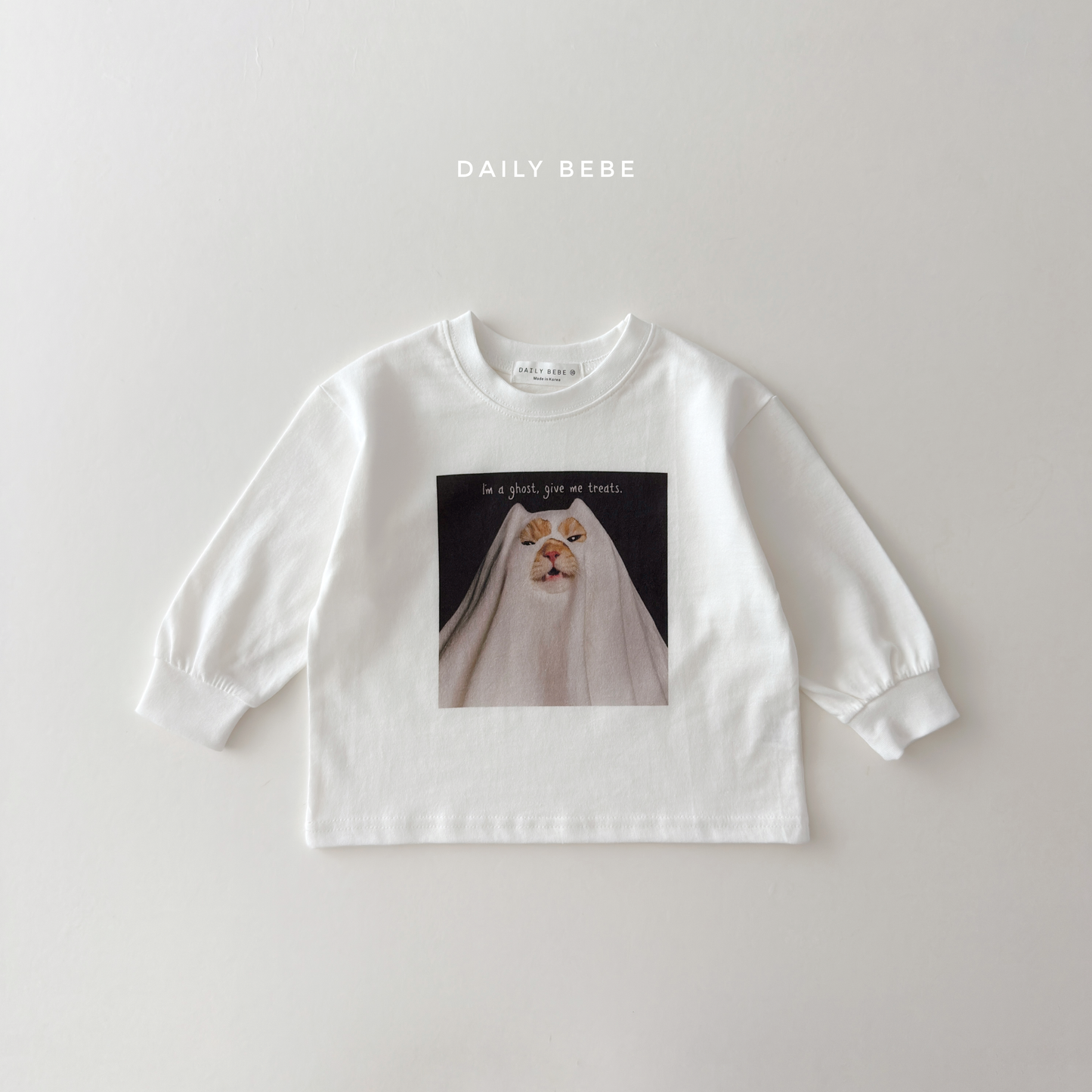 (Pre-order) Daily Bebe Fall - Kids' Funny Pet Photo Print Long-Sleeve Tee 다준비했어T (6 Colors)