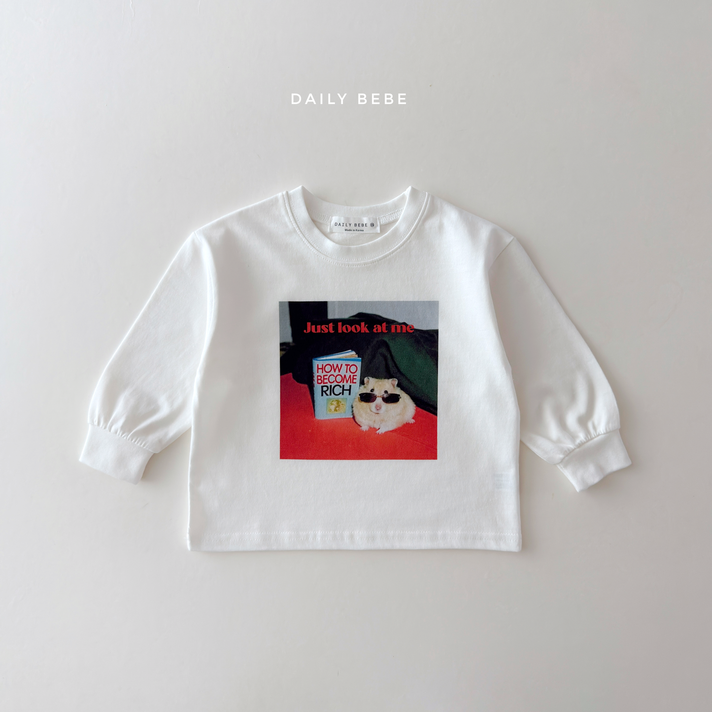 (Pre-order) Daily Bebe Fall - Kids' Funny Pet Photo Print Long-Sleeve Tee 다준비했어T (6 Colors)