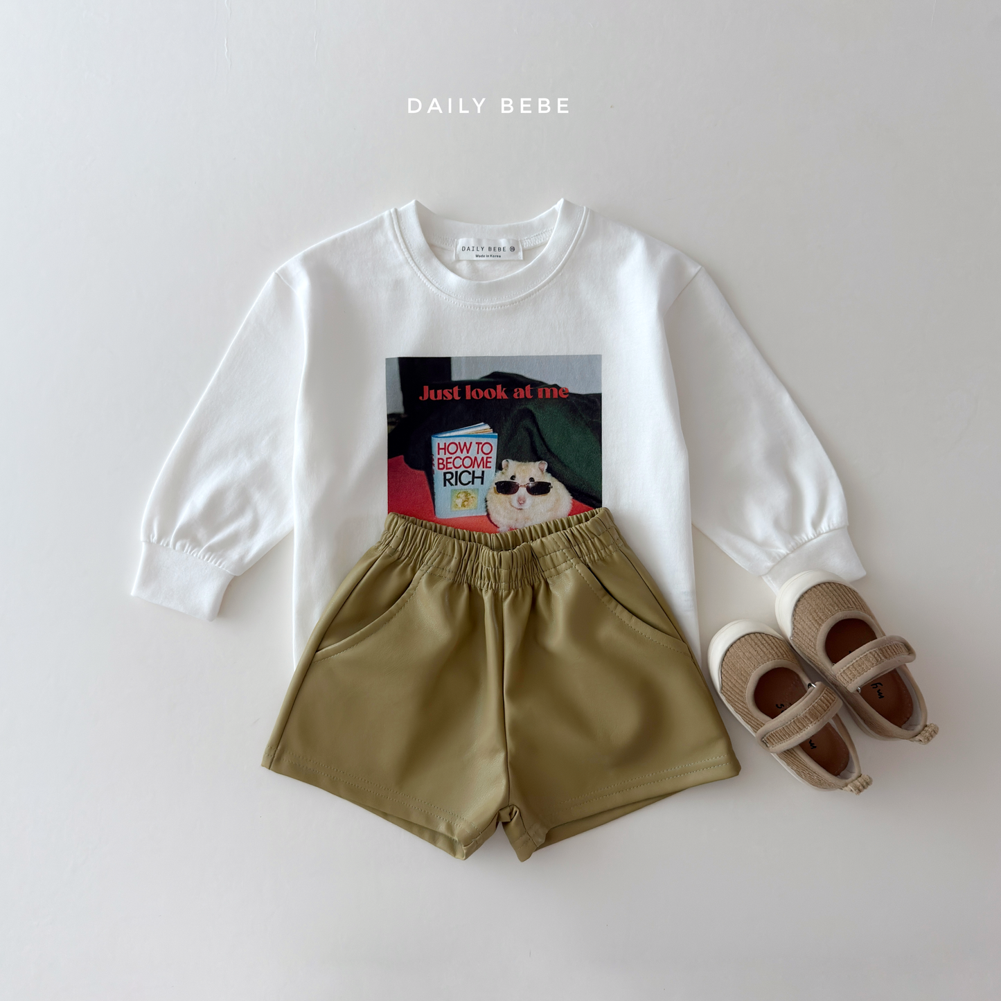 (Pre-order) Daily Bebe Fall - Kids' Funny Pet Photo Print Long-Sleeve Tee 다준비했어T (6 Colors)