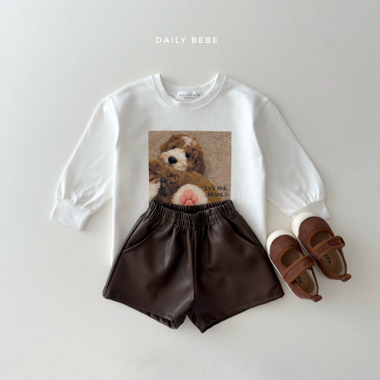(Pre-order) Daily Bebe Fall - Kids' Funny Pet Photo Print Long-Sleeve Tee 다준비했어T (6 Colors)