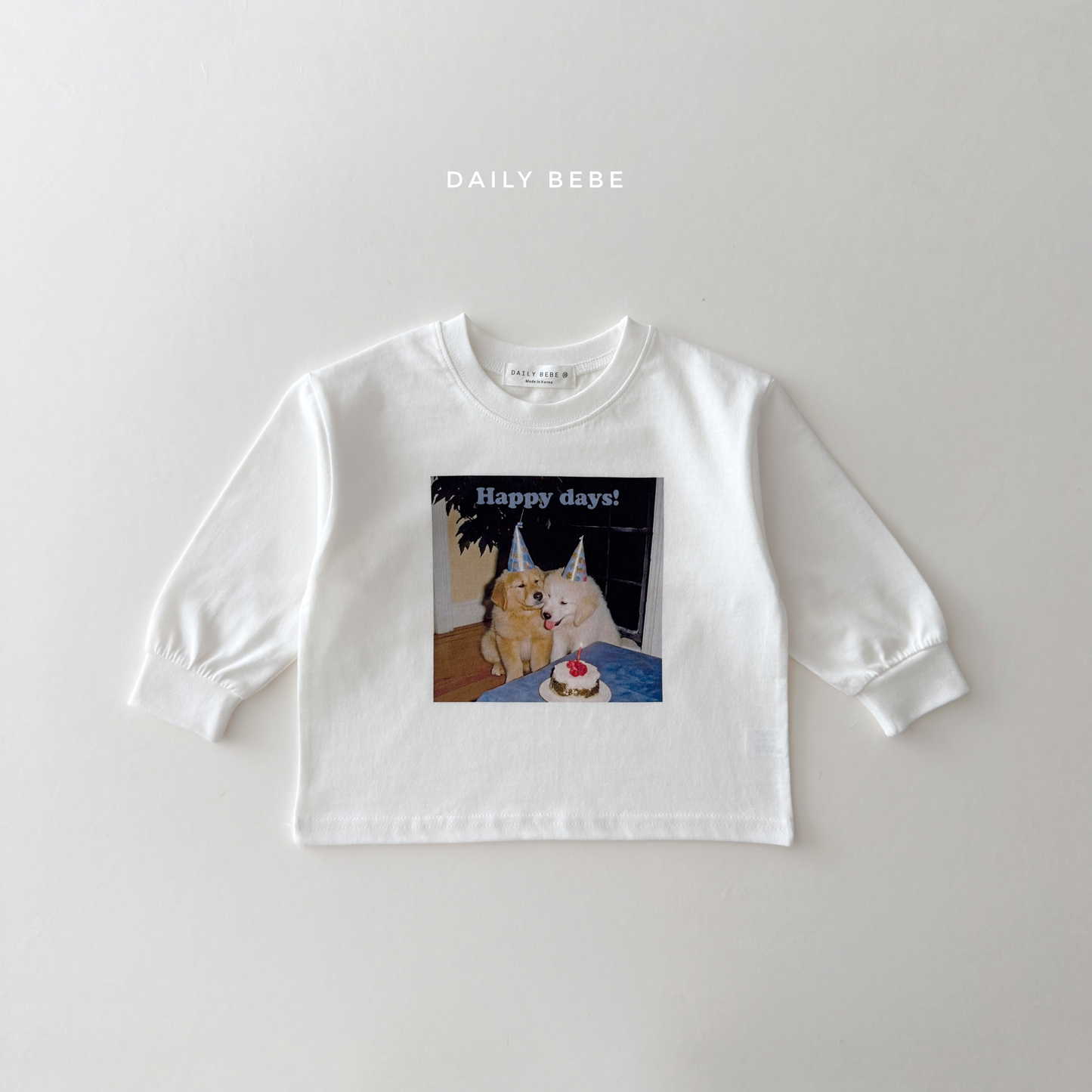 (Pre-order) Daily Bebe Fall - Kids' Funny Pet Photo Print Long-Sleeve Tee 다준비했어T (6 Colors)
