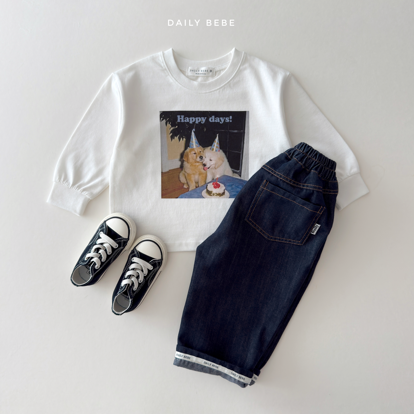 (Pre-order) Daily Bebe Fall - Kids' Funny Pet Photo Print Long-Sleeve Tee 다준비했어T (6 Colors)