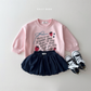 (Pre-order) Daily Bebe Fall - Kids' Strawberry Ribbon Lettering Sweatshirt 딸기리본맨투맨 (2 Colors)