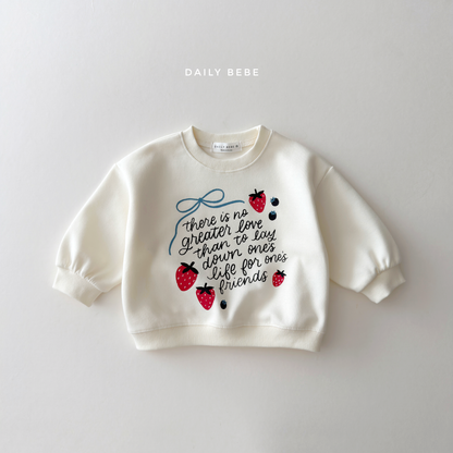 (Pre-order) Daily Bebe Fall - Kids' Strawberry Ribbon Lettering Sweatshirt 딸기리본맨투맨 (2 Colors)