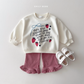 (Pre-order) Daily Bebe Fall - Kids' Strawberry Ribbon Lettering Sweatshirt 딸기리본맨투맨 (2 Colors)