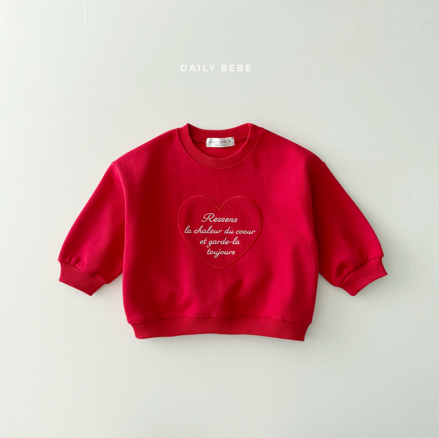 (Pre-order) Daily Bebe Fall - Kids' French Heart Embroidered Sweatshirt 하트자수맨투맨 (3 Colors)