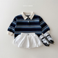 (Pre-order) Daily Bebe Fall - Kids' Striped Rugby Collar Long-Sleeve Polo Tee 밤톨 카라티 (3 Colors)