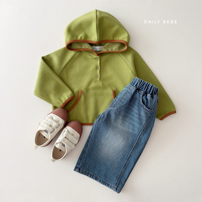 (Pre-order) Daily Bebe Fall - Kids' Crayon Contrast Trim Button Hoodie 색연필 후드 (3 Colors)