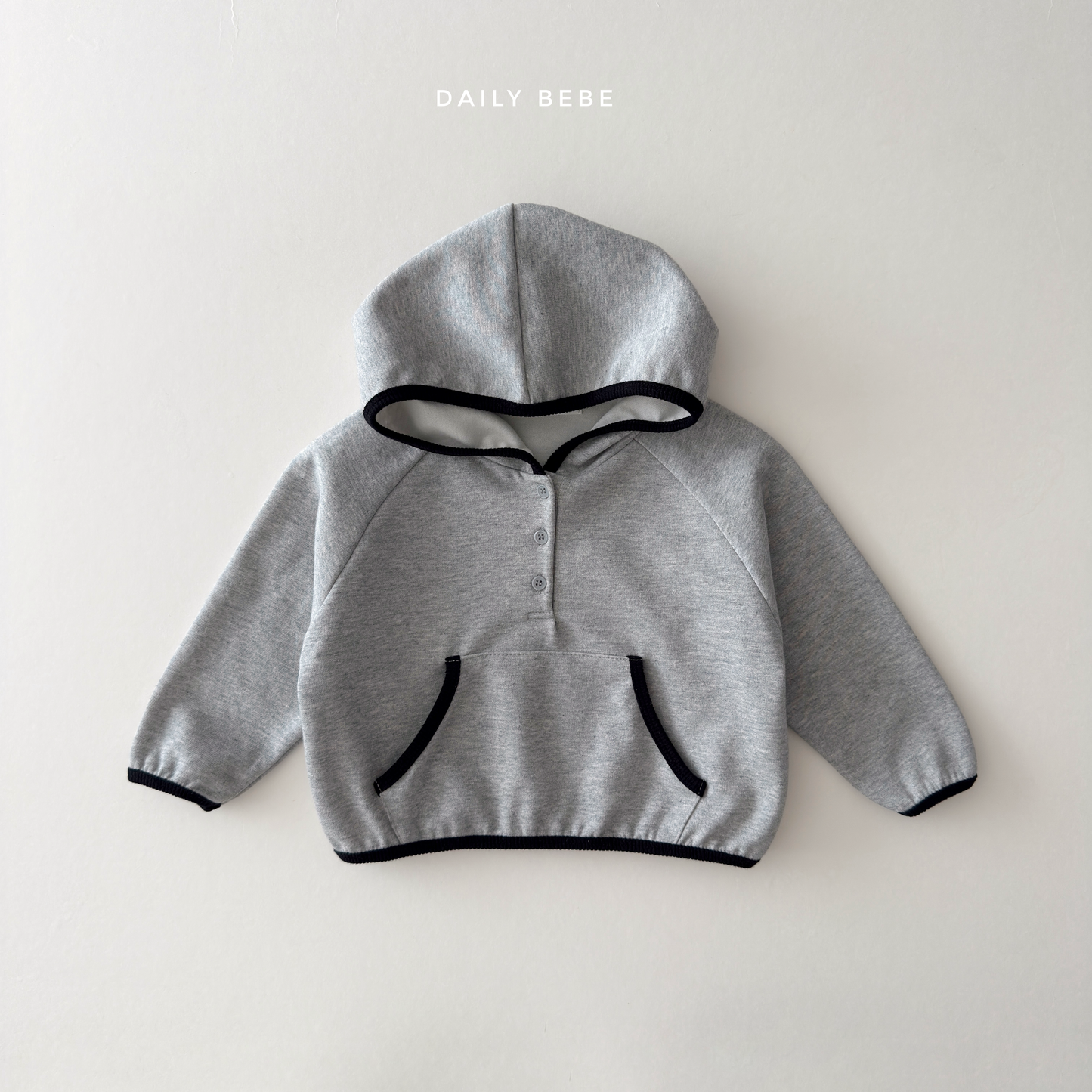 (Pre-order) Daily Bebe Fall - Kids' Crayon Contrast Trim Button Hoodie 색연필 후드 (3 Colors)