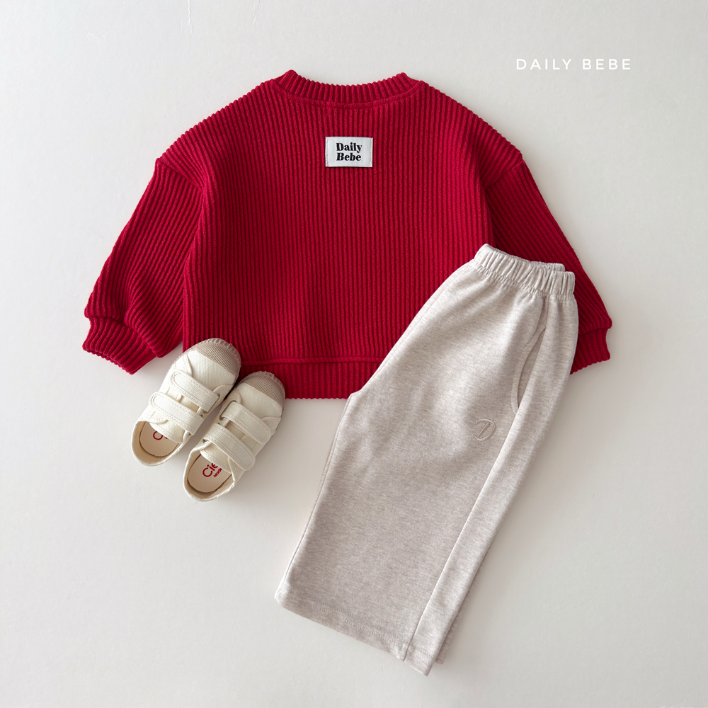 (Pre-order) Daily Bebe Fall - Kids' Chunky Ribbed Pullover Sweatshirt 골지통통맨투맨 (4 Colors)