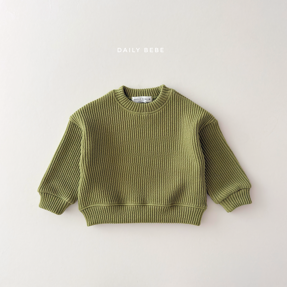 (Pre-order) Daily Bebe Fall - Kids' Chunky Ribbed Pullover Sweatshirt 골지통통맨투맨 (4 Colors)