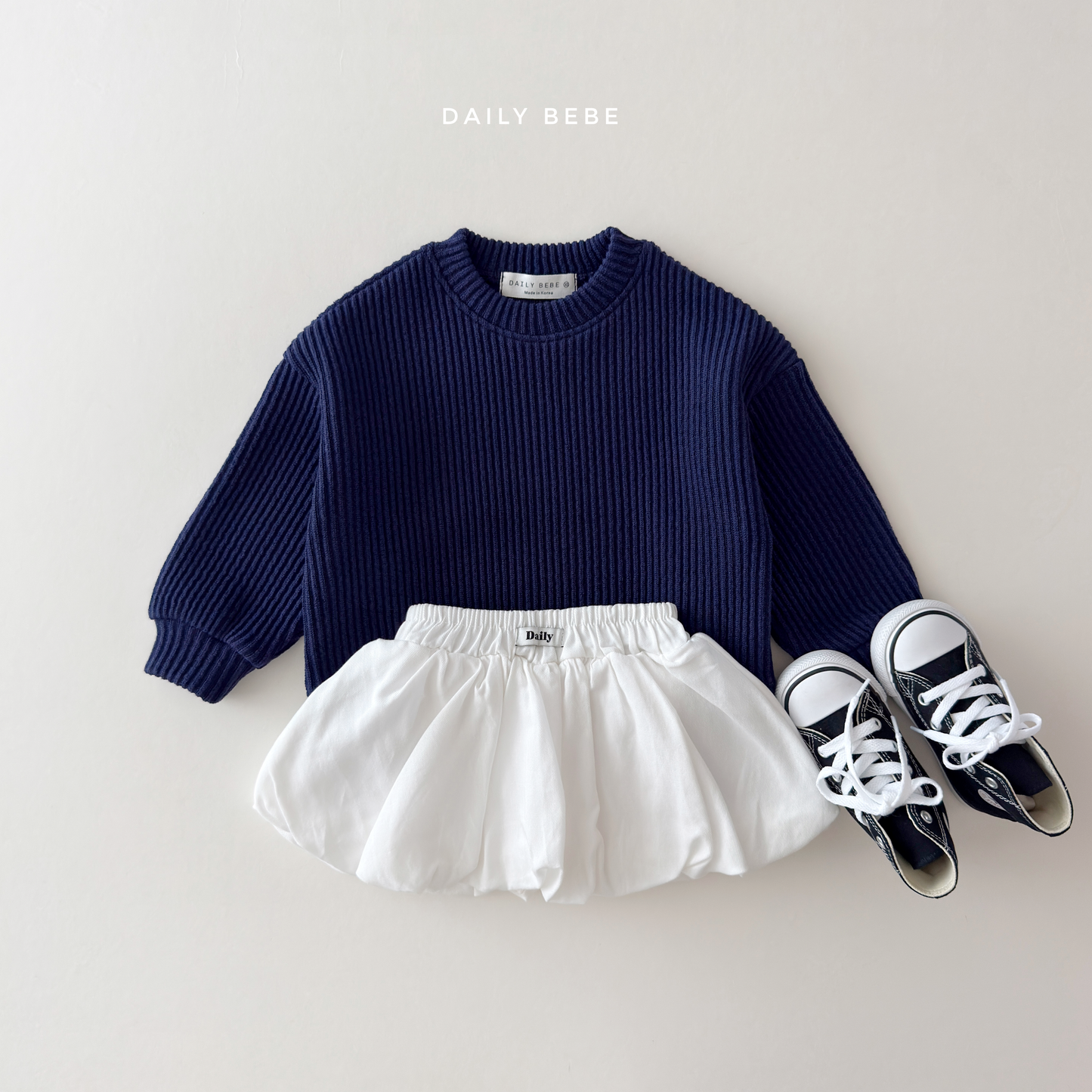 (Pre-order) Daily Bebe Fall - Kids' Chunky Ribbed Pullover Sweatshirt 골지통통맨투맨 (4 Colors)