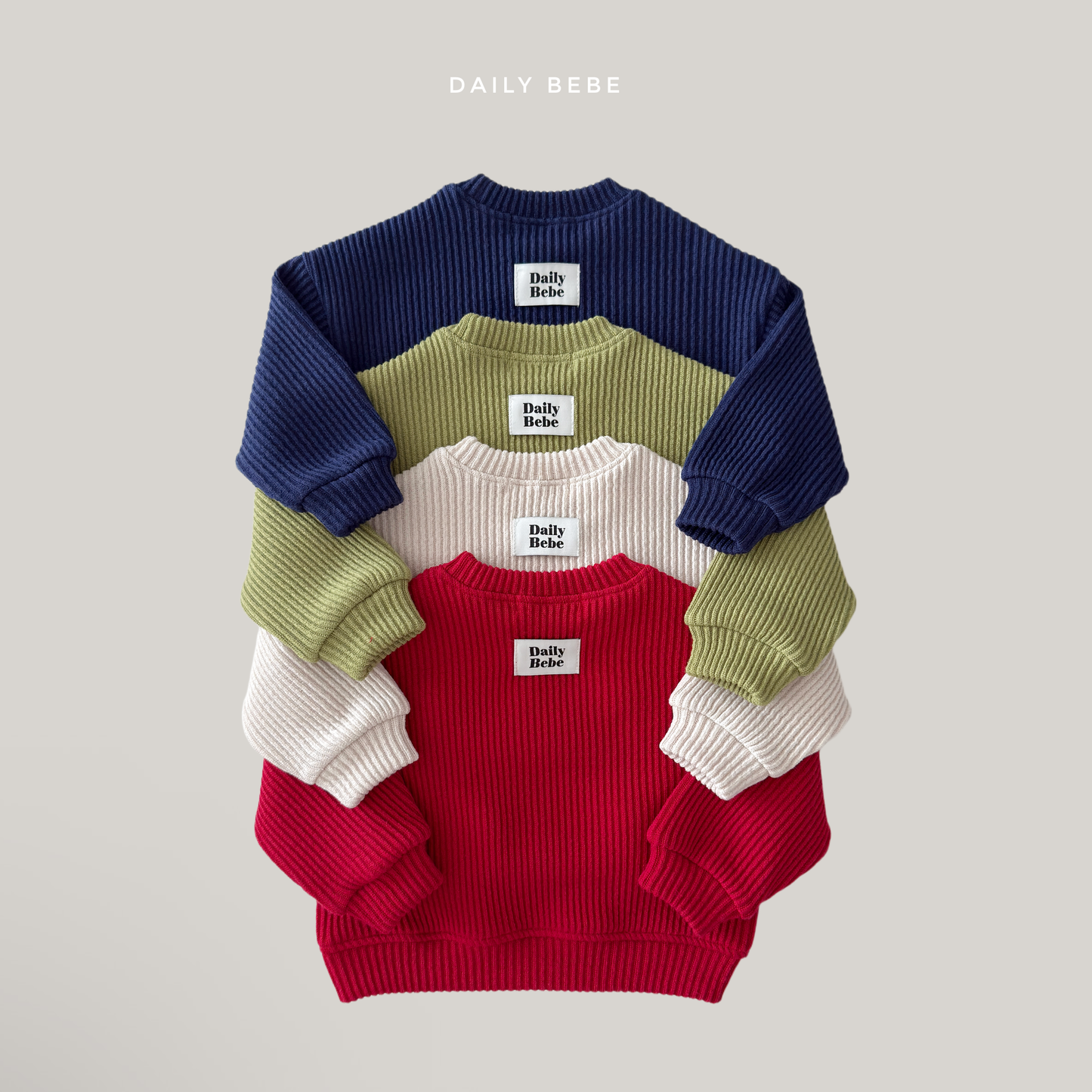 (Pre-order) Daily Bebe Fall - Kids' Chunky Ribbed Pullover Sweatshirt 골지통통맨투맨 (4 Colors)