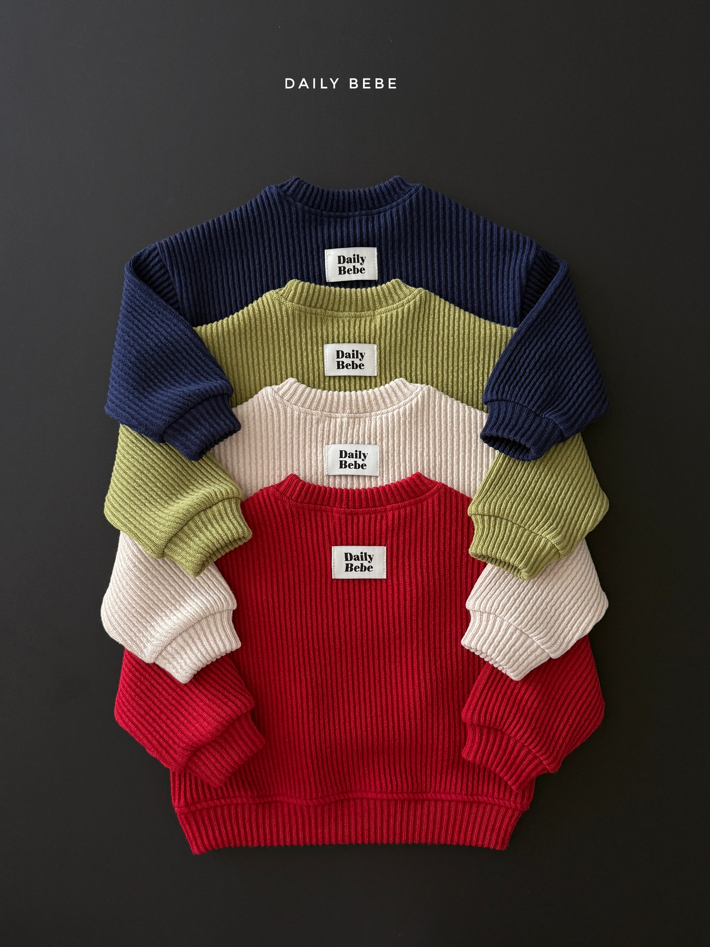 (Pre-order) Daily Bebe Fall - Kids' Chunky Ribbed Pullover Sweatshirt 골지통통맨투맨 (4 Colors)