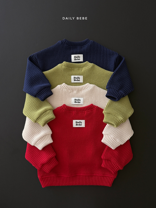(Pre-order) Daily Bebe Fall - Kids' Chunky Ribbed Pullover Sweatshirt 골지통통맨투맨 (4 Colors)